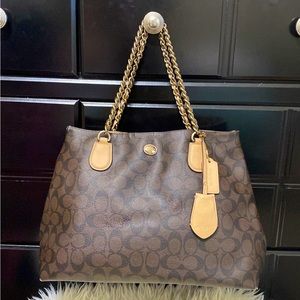 Coach Signature Peyton Brown Chain tote